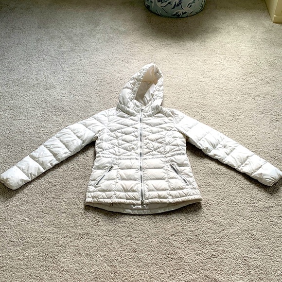Athleta Jackets & Coats Athleta Hooded White Goose Down Parka Small